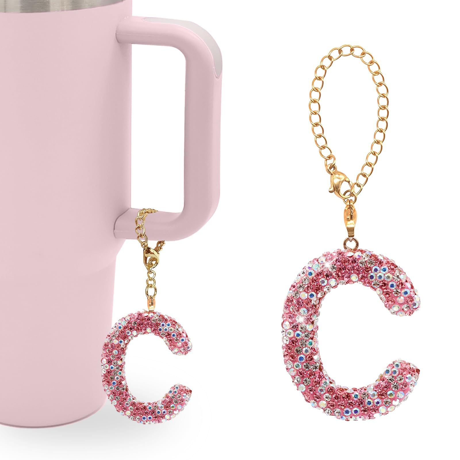 Wholesale Pink Diamond English Letter Water Cup Chain Pendant Cup Accessories